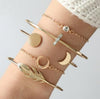 4 Pcs/Set Classic Arrow Knot Round Crystal Multilayer Adjustable Open Bracelet Set Women Fashion Party Jewelry Multiple Styles